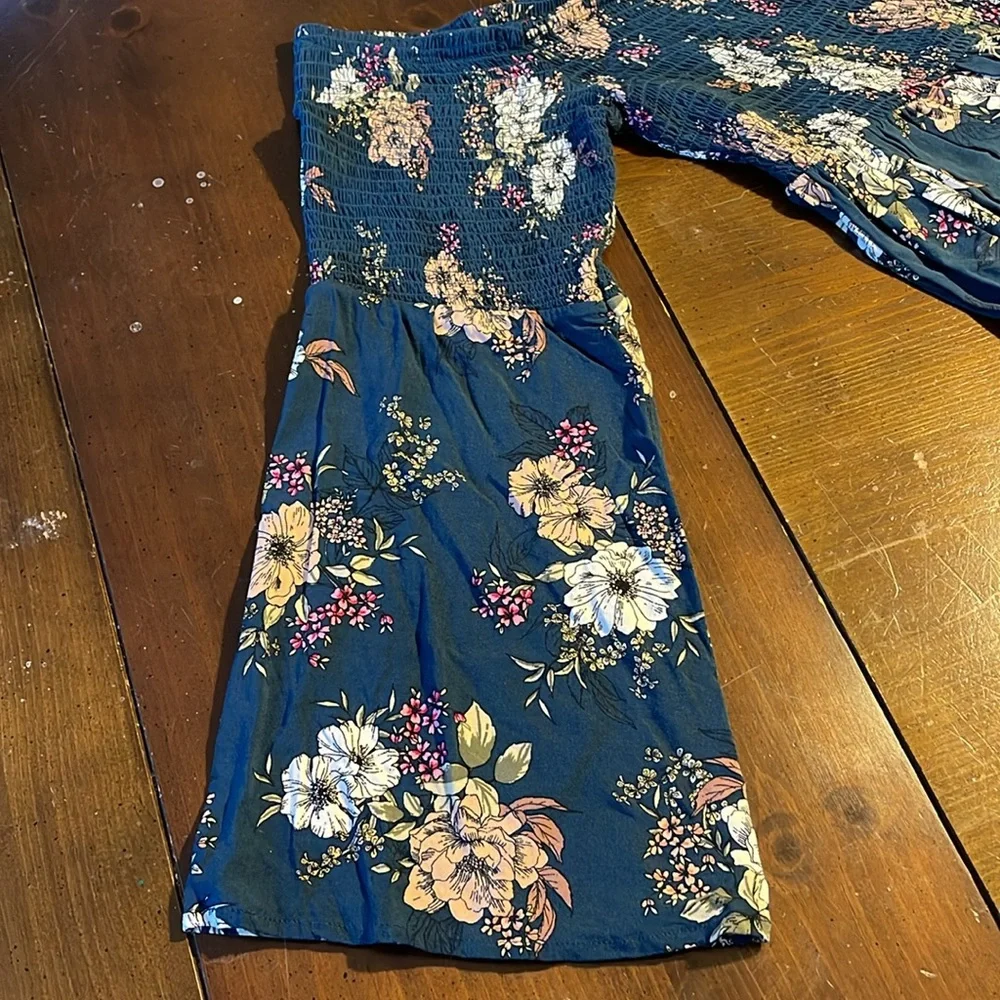 Torrid Floral Long Flutter Sleeve Dress Ruched Bodice - Picture 6 of 6